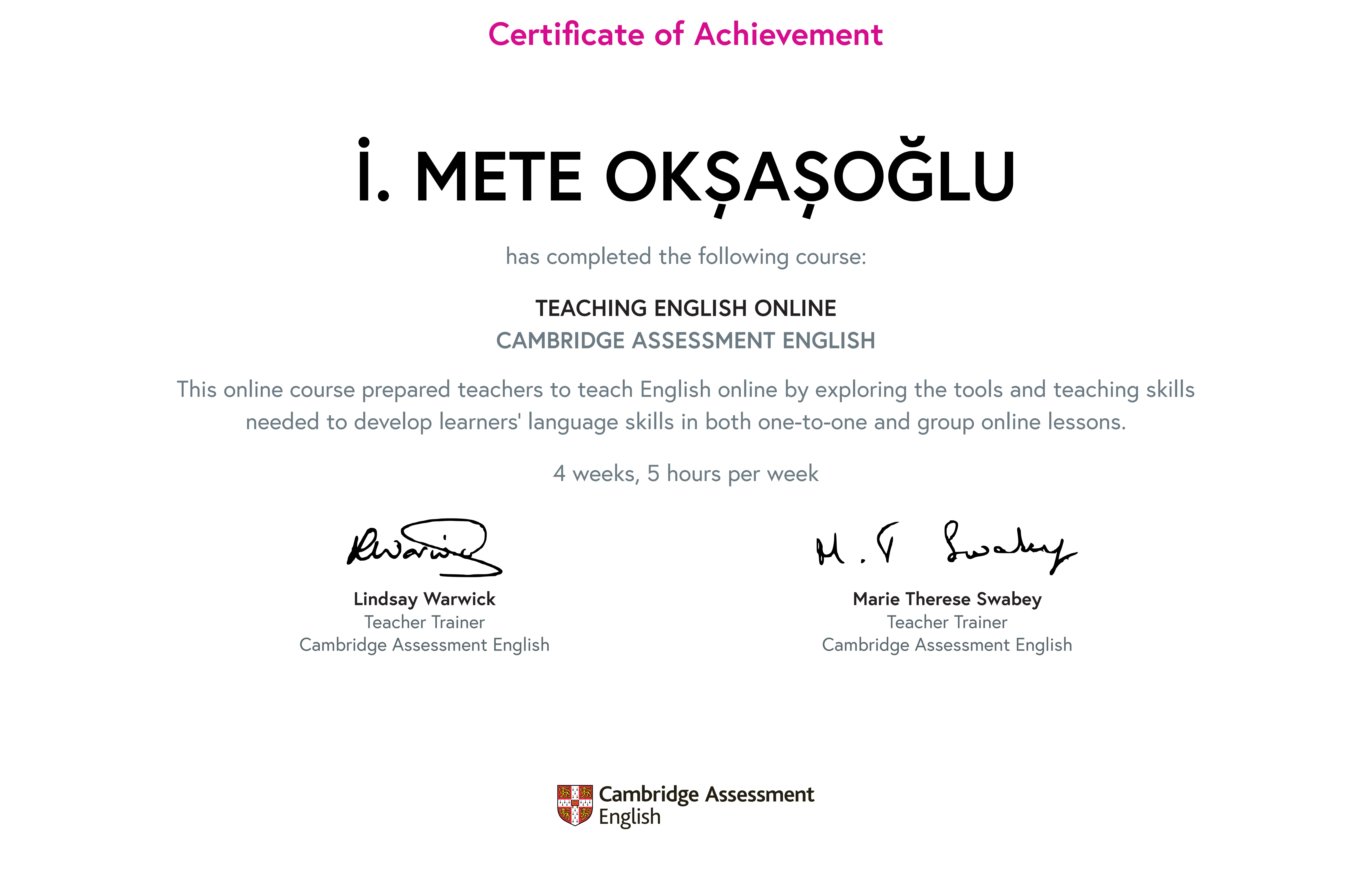 Cambridge Assessment English - Teaching English Online